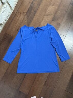 T by Talbots Tie-Back Top UPF 50+ Sun Protection Womens L Blue Stretchy Knit